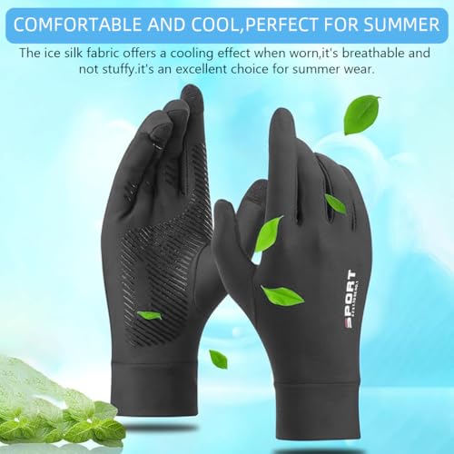 Proberos® 3 Pairs Sun Protection Gloves, UPF 50+ Summer Ice Silk UV Upgrade Anti-Slip Palm Touch Screen Finger Tips Design Unisex Black for Driving Golfing Riding - Size L Proberos® 3 Pairs Sun Protection Gloves, UPF 50+ Summer Ice Silk UV Upgrade Anti-Slip Palm Touch Screen Finger Tips Design Unisex Black for Driving Golfing Riding - Size L